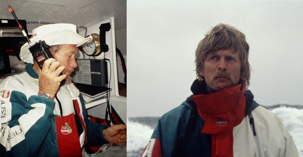 Left: Sir Robin Knox-Johnston. Right: Sir Peter Blake. The Sir Peter Blake Trust Collection / Alan Sefton. Photo George Johns © Agence DPPI